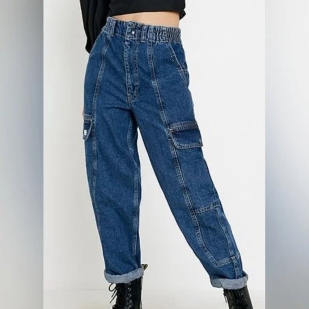 BDG‎ Urban Outfitters Womens High Rise Cargo Balloon Jeans Medium Wash